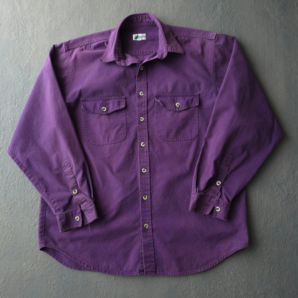 Vintage 90s Mountain Equipment Co-op Purple Button Up Large Canvas Work Shirt